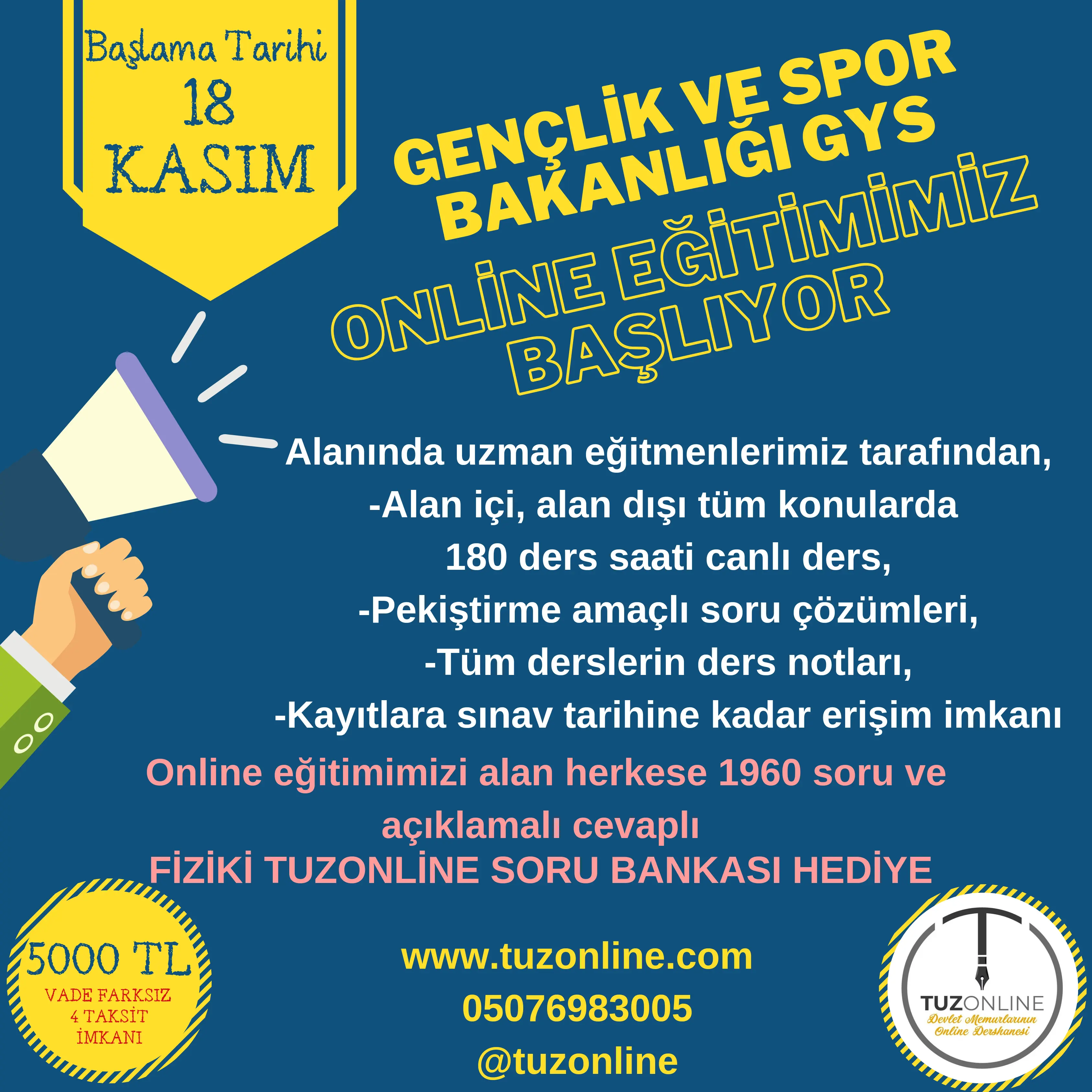 Gençlik ve Spor Bakanlığı GYS Online Hazırlık Eğitimi