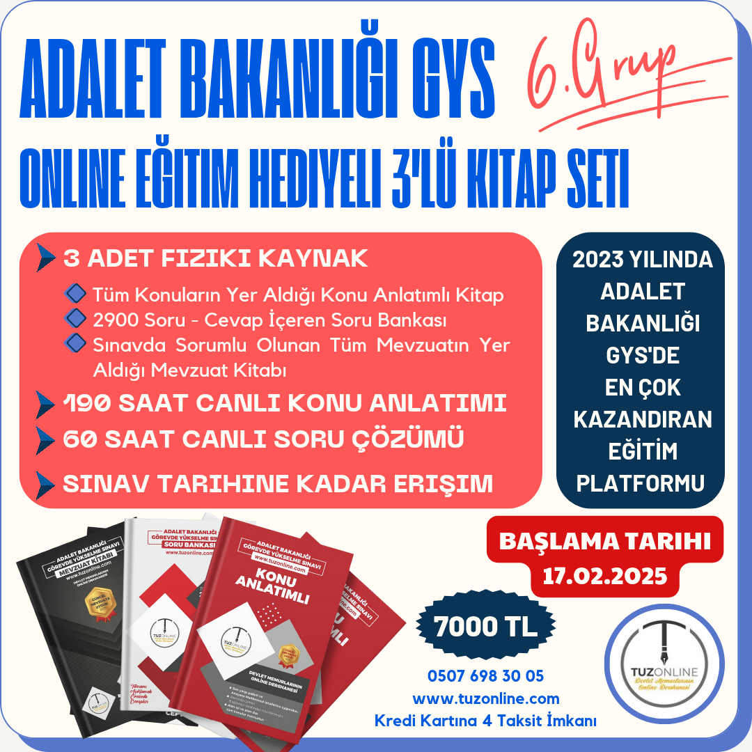Adalet Bakanlığı Online Eğitim Hediyeli 3'lü Kitap Seti (6.Grup)