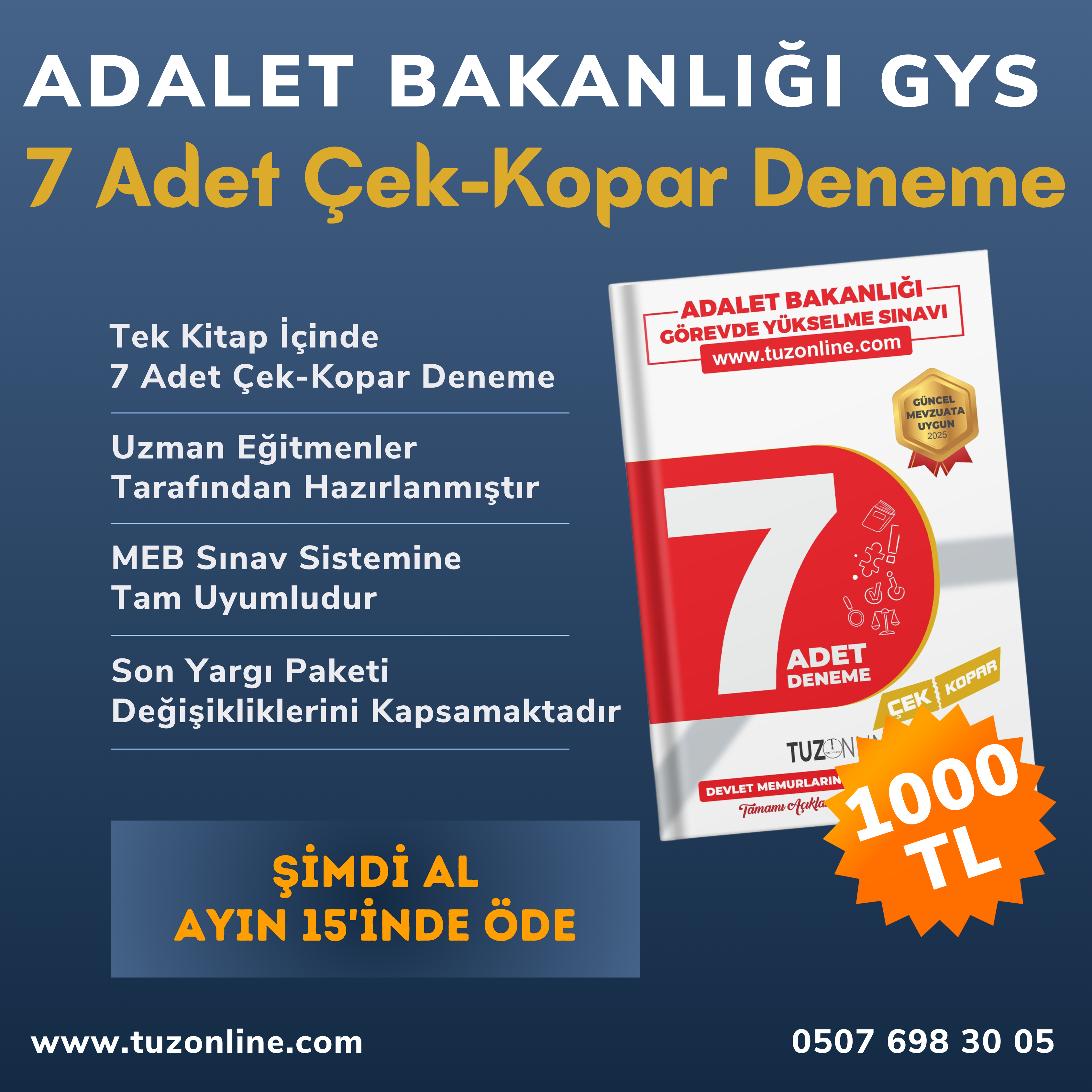 Adalet Bakanlığı GYS 7'li Deneme (Çek-Kopar)
