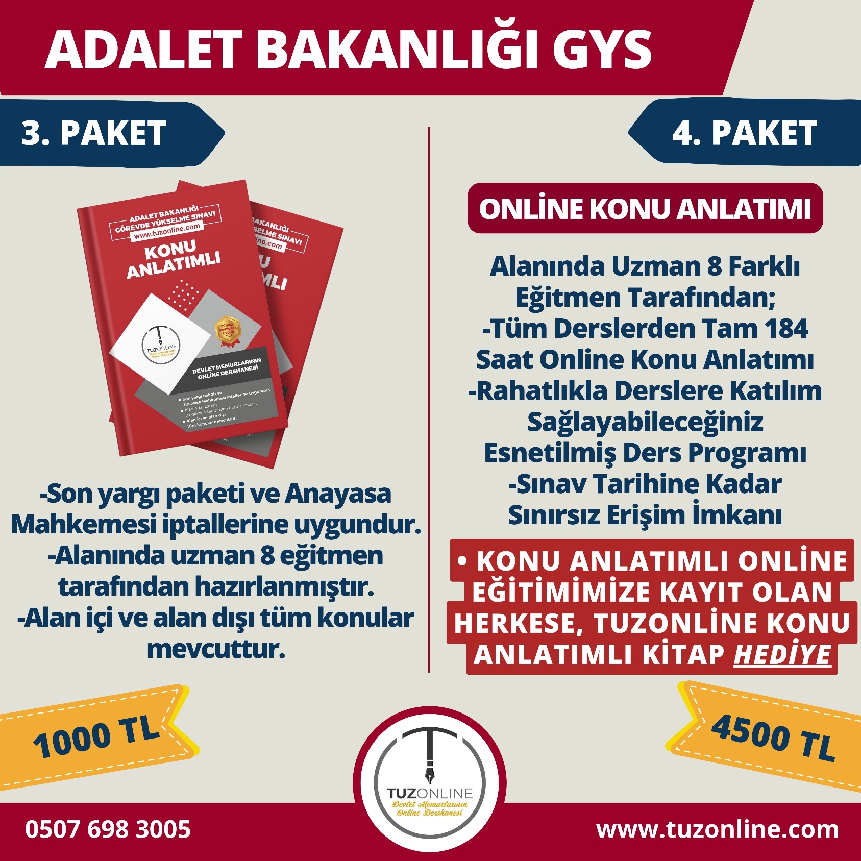 Adalet Bakanlığı GYS Konu Anlatımlı Online Eğitim (Kitaplı)